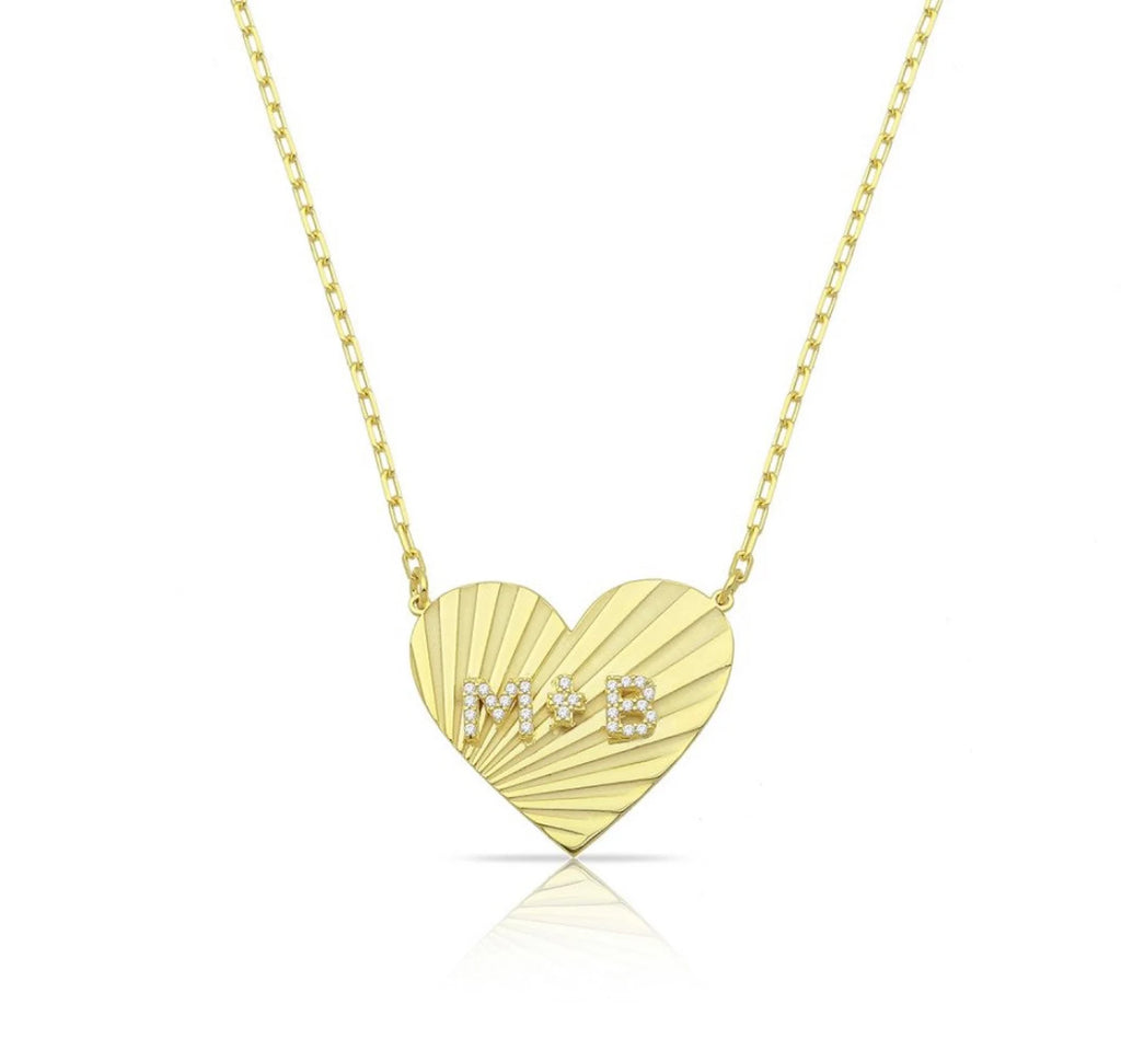 PERSONALIZED FLUTED HEART NECKLACE