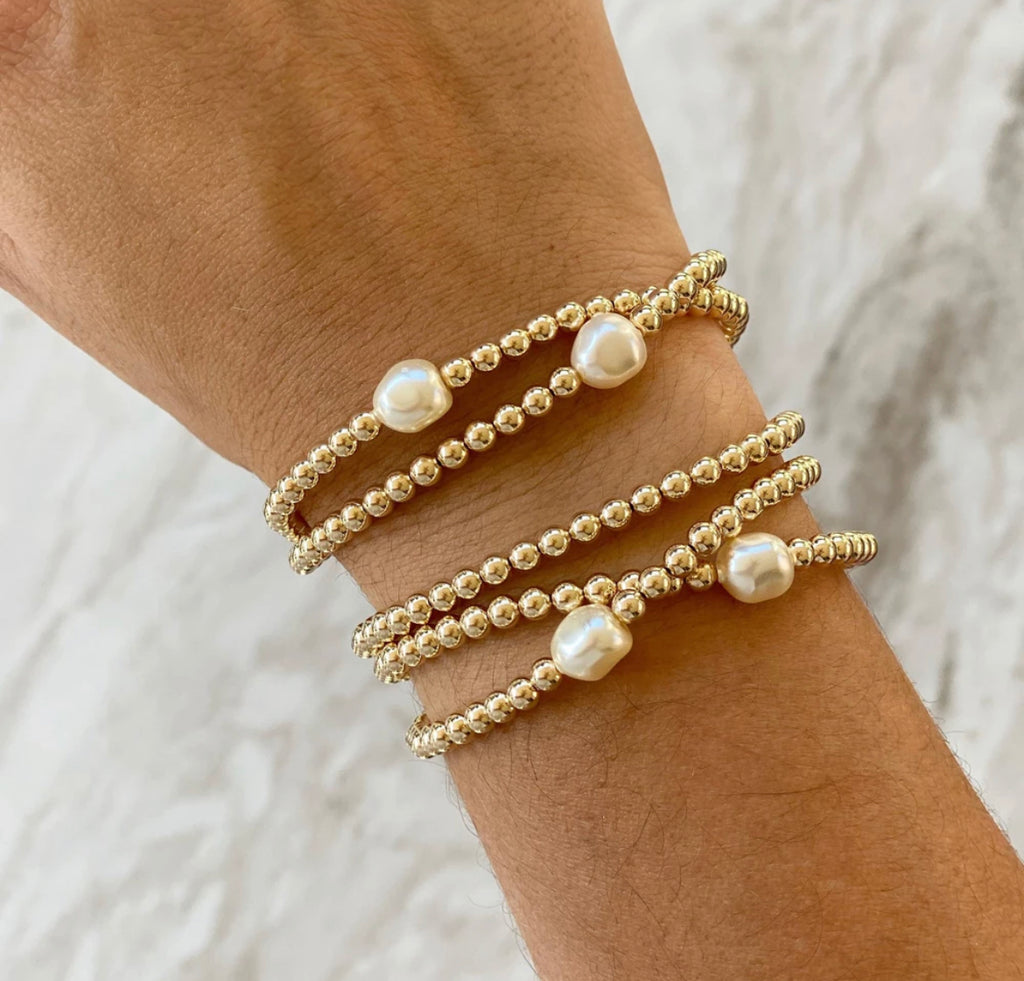 Gold Beaded with Pearl
