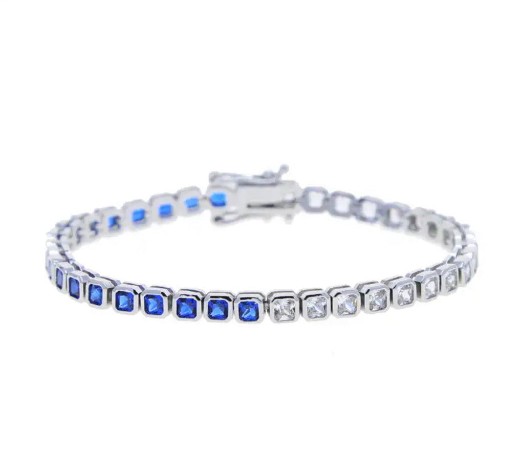 Half Gemstone Half Diamond Bracelet