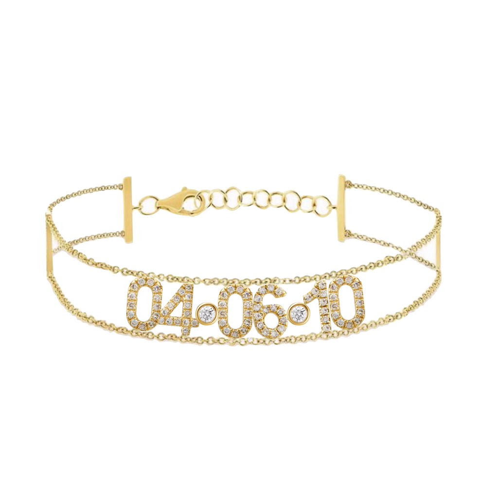 Double Chain Diamond Date Bracelet