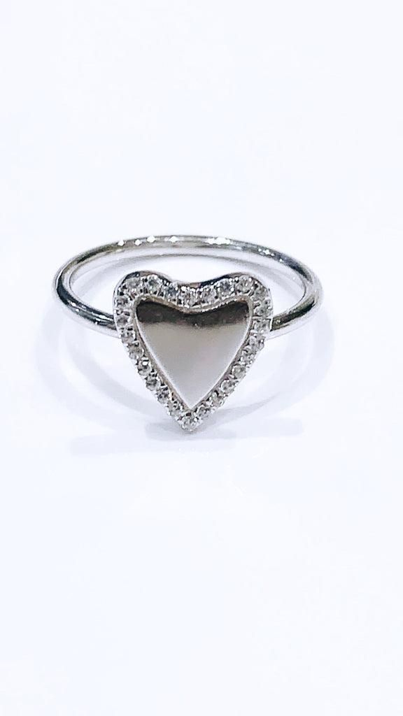 Heart Ring with Pave Outline
